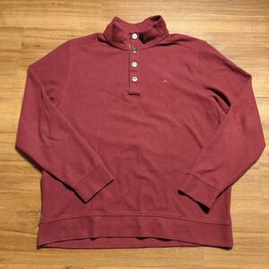 Tommy Bahama Sweatshirt Mens Large 1/4 Snap Button Red Long Sleeve Casual